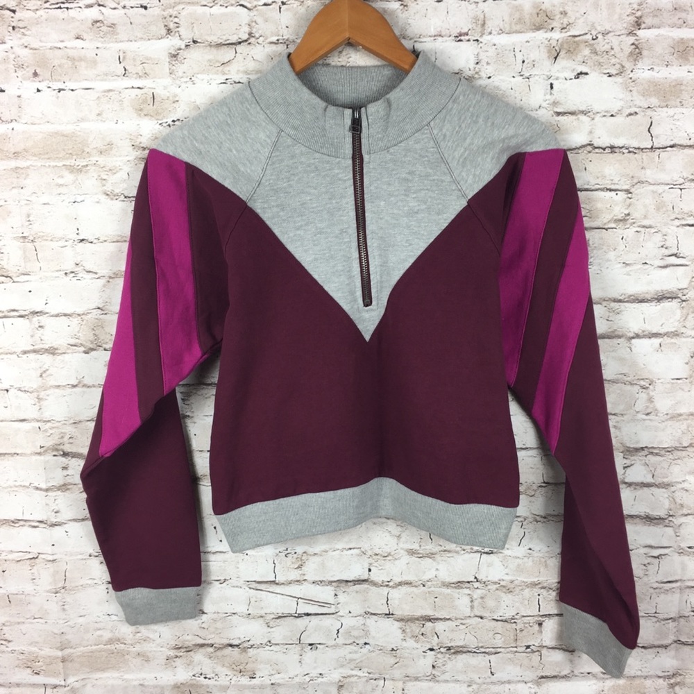 Urban Outfitters Stripes 1/2 Zip Pullover Purple